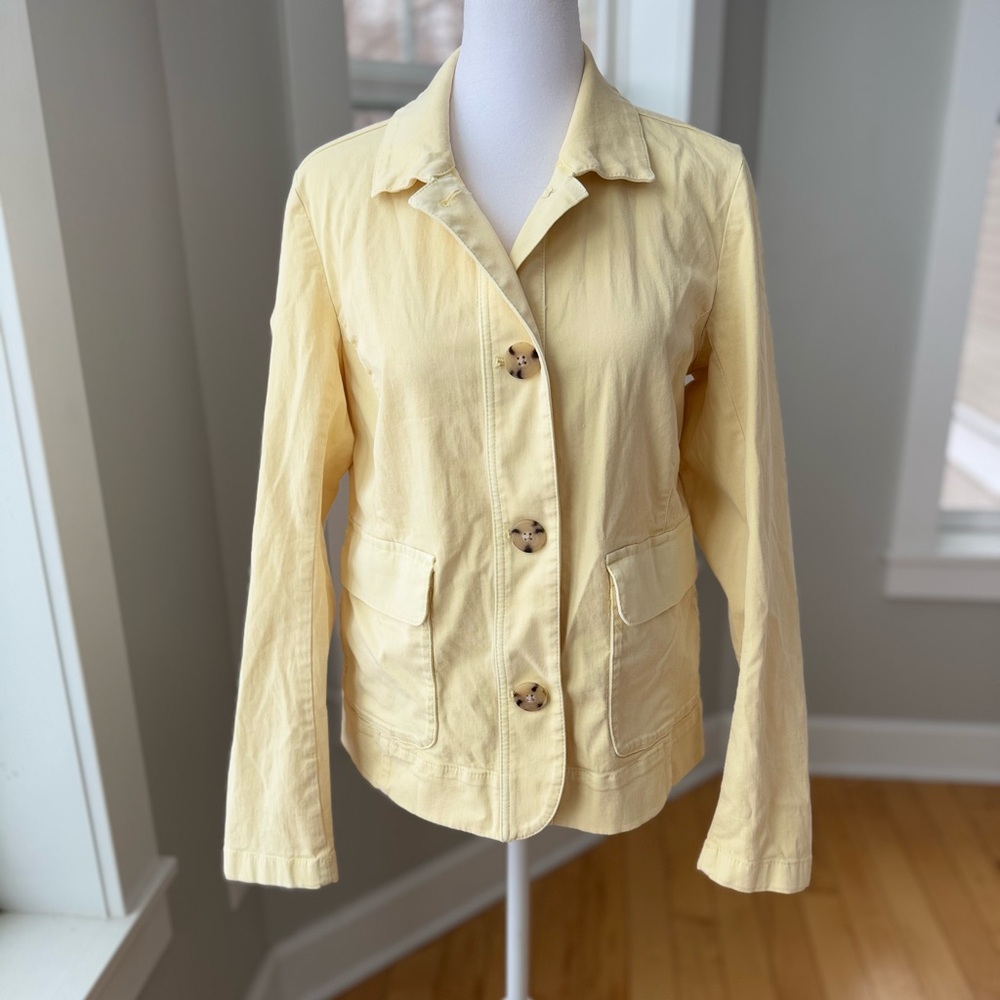 J.Jill Butter Yellow Linen Blazer Jacket Size XS